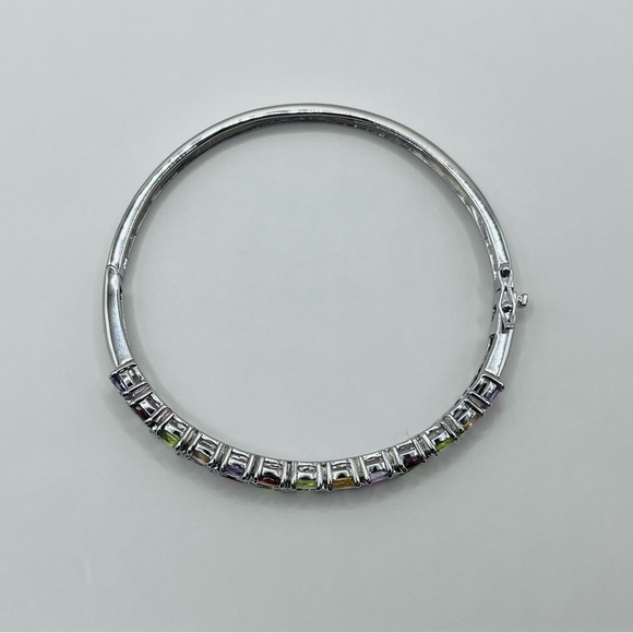 Genuine 5.00 ct Multi-Gemstone Sterling Silver Cuff Bracelet - Picture 6 of 9